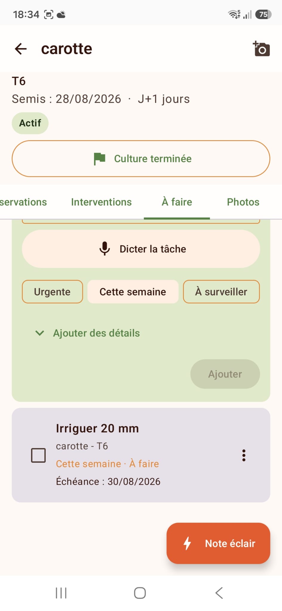 Création d’une tâche par dictée dans MémoCulture