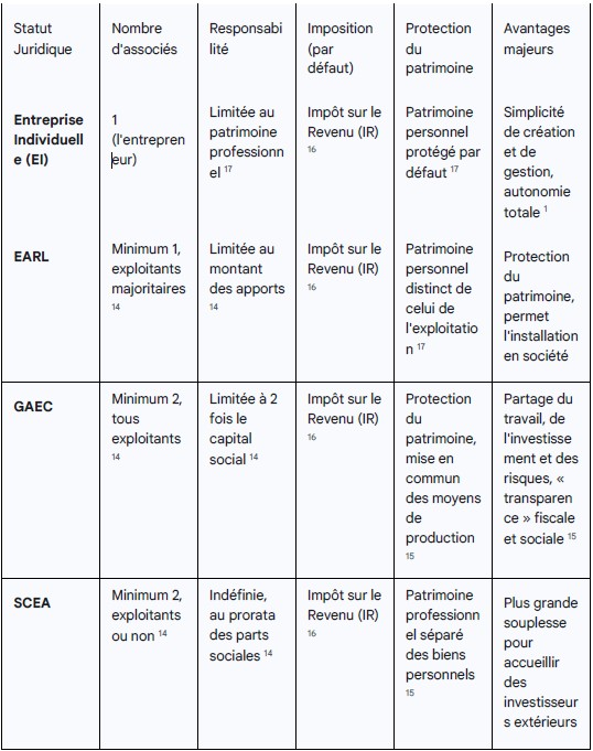 tableau des formes juridiques