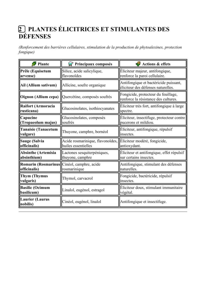 liste des plantes utiles en extraits fermentés en maraichage bio